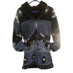 Denali Blue Horses Fleece Size L Jacket